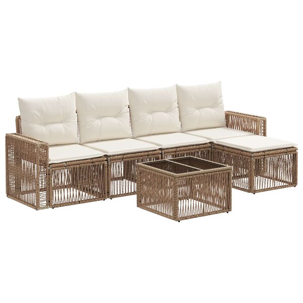 vidaXL Ensemble de canapé de jardin 6 Pièces Beige et blanc crème
