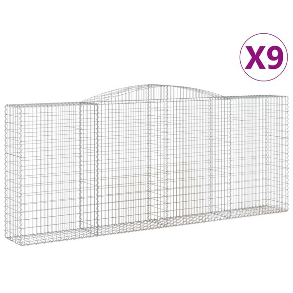 vidaXL Paniers à gabions arqués 9 Pièces 400x50x160/180 cm fer galvanisé