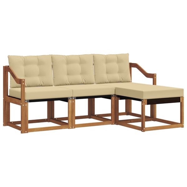 vidaXL Ensemble de canapés d'extérieur 4 Pièces Naturel et Beige