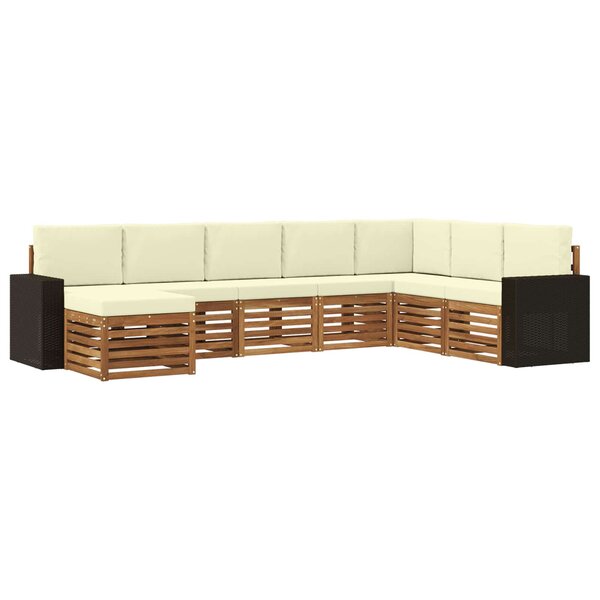 vidaXL Ensemble de canapés d'extérieur 8 pc Naturel et Crème