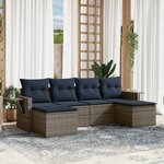 vidaXL Salon de jardin 6 Pièces avec coussins gris résine tressée