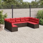 vidaXL Salon de jardin avec coussins 9 Pièces marron résine tressée
