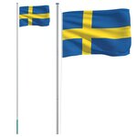 vidaXL Drapeau de la Suède et mât 6 23 m Aluminium