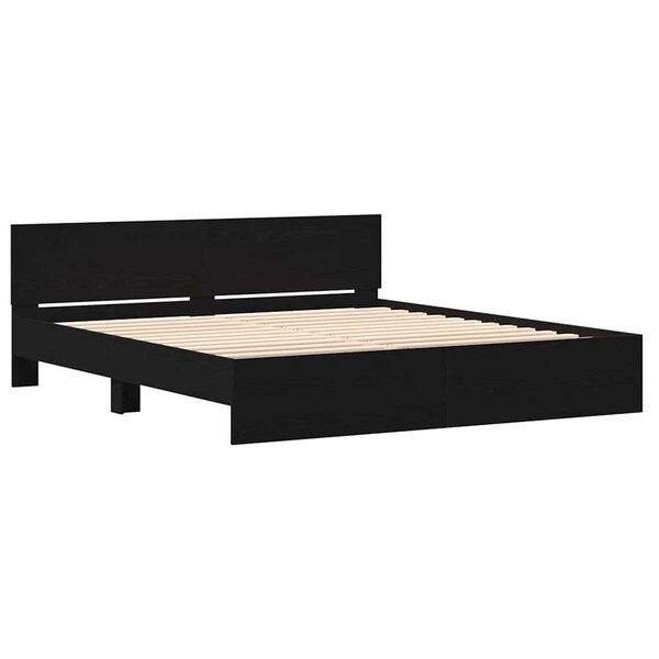 vidaXL Cadre de Lit Chêne noir 180 x 200 cm Bois d'ingénierie