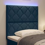 vidaXL Tête de lit avec des lumières à LED Réglable Bleu 90 cm tissu
