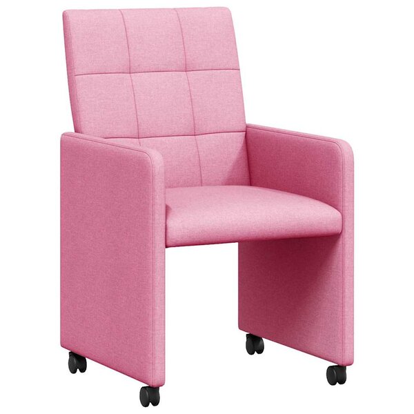 vidaXL Chaises de Salle à Manger avec Roues 2 pc tissu Rose