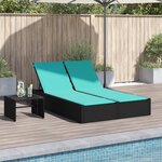 vidaXL Chaise longue double avec coussins noir résine tressée
