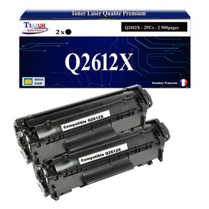 T3AZUR -2x Toners compatibles avec HP Q2612X (12X)  pour HP LaserJet 1010  1012  1015  1018  1020  1022  1022N  1022NW  1028  108SE