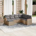 vidaXL Salon de jardin avec coussins 7 Pièces beige résine tressée