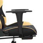 vidaXL Chaise de jeu avec repose-pied Noir et doré Similicuir