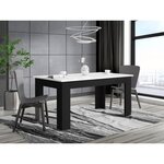 PILVI Table a manger de 6 a 8 personnes style contemporain - Blanc et noir mat - L 160 x l 90 cm