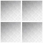 vidaXL Plaques à damier 4 Pièces Argent 50 x 50 cm Aluminium