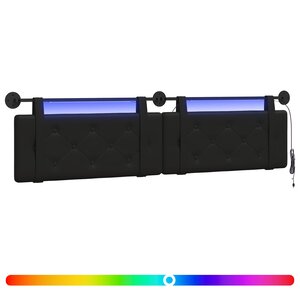 vidaXL Tête de lit suspendue Avec lumière LED Noir Simili cuir