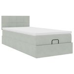 vidaXL Cadre de lit ottoman et matelas gris clair 100x200 cm velours