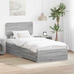 vidaXL Cadre de lit Gris Sonoma 90 x 200 cm Bois d'ingénierie