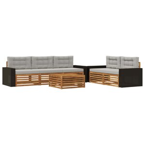 vidaXL Ensemble de canapés d'extérieur 6 pc Naturel et gris clair