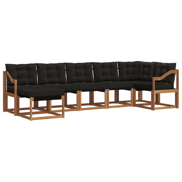 vidaXL Ensemble de canapés d'extérieur 7 pc Naturel et Noir