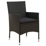 vidaXL Chaises de jardin lot de 2 avec coussins Résine tressée Noir