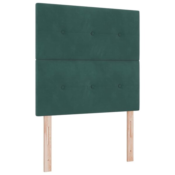 vidaXL Lit à ressort LED avec matelas Vert foncé 90 x 200 cm tissu