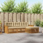 vidaXL Ensemble de canapés d'extérieur 4 pc Naturel et Beige