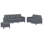 vidaXL Ensemble de canapés 3 Pièces gris foncé velours
