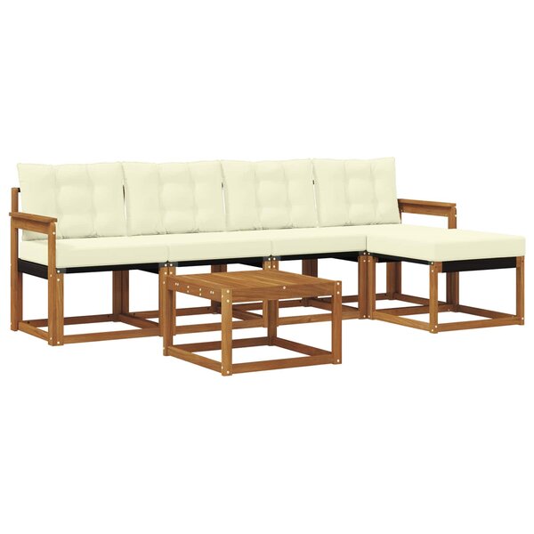 vidaXL Ensemble de canapés d'extérieur 6 pc Naturel et Crème