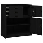 Armoire de bureau acier noire 90 x 40 x 102 cm avec étagère réglable et tiroirs pratiques style contemporain 02_0046905