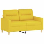 vidaXL Canapé 2 places avec oreillers jaune clair 120 cm tissu