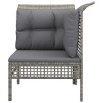 vidaXL Canapé d'angle de jardin avec coussin gris résine tressée
