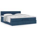 VidaXL Cadre de lit ottoman avec matelas bleu 180x200 cm tissu