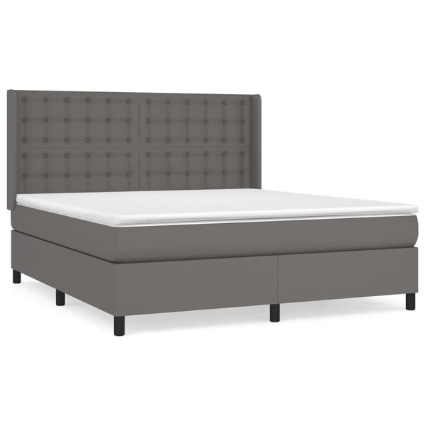 vidaXL Sommier à lattes de lit avec matelas Gris 180x200 cm Similicuir
