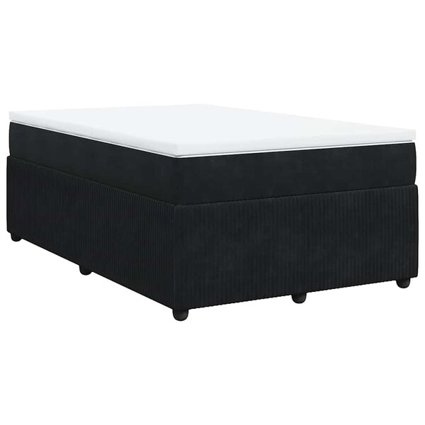 vidaXL Sommier à lattes de lit avec matelas noir 120x190 cm velours