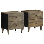 vidaXL Tables chevet 2 Pièces gris clair 40x33x46 cm bois manguier solide