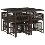 vidaXL Ensemble à manger de jardin et coussins 9 Pièces marron poly rotin