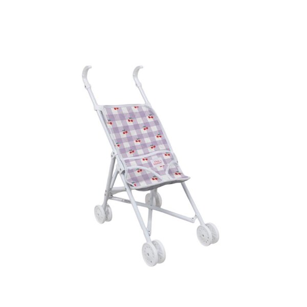 Poussette canne vichy lila et cerise