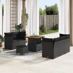Ensemble de canapés de jardin vidaXL 8 pièces avec coussins Noir Poly Rattan