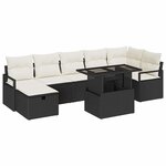 vidaXL Ensemble de canapé de jardin avec coussin 8 Pièces Noir Poly rotin