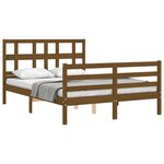 vidaXL Cadre de lit avec tête de lit marron miel 140x190cm bois massif