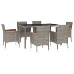 vidaXL Ensemble à manger jardin et coussins 7 Pièces gris rotin