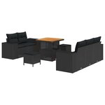 vidaXL Ensemble de canapé de jardin Manuel 8 Pièces Noir 80 x 80 x 71 cm