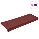 vidaXL Tapis d'escalier 30 pièces 65 x 21 x 4 cm Bordeaux Bordure rectangulaire