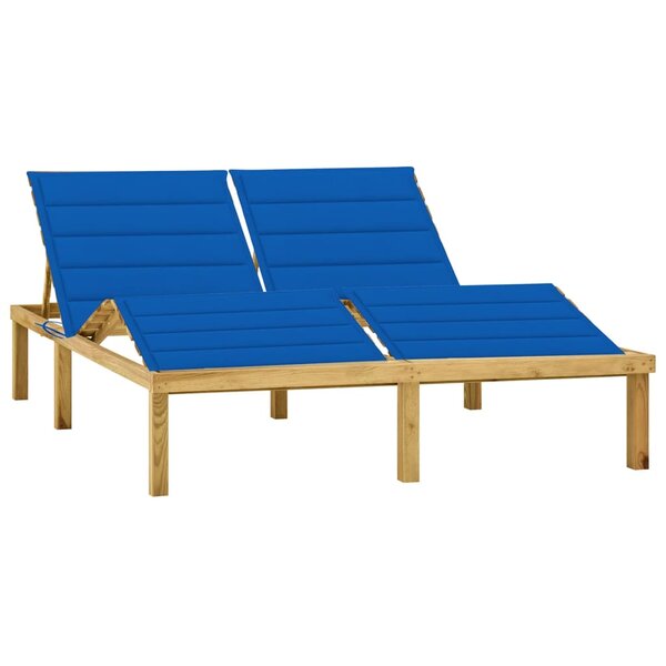 vidaXL Chaise longue double et coussins bleu royal Pin imprégné