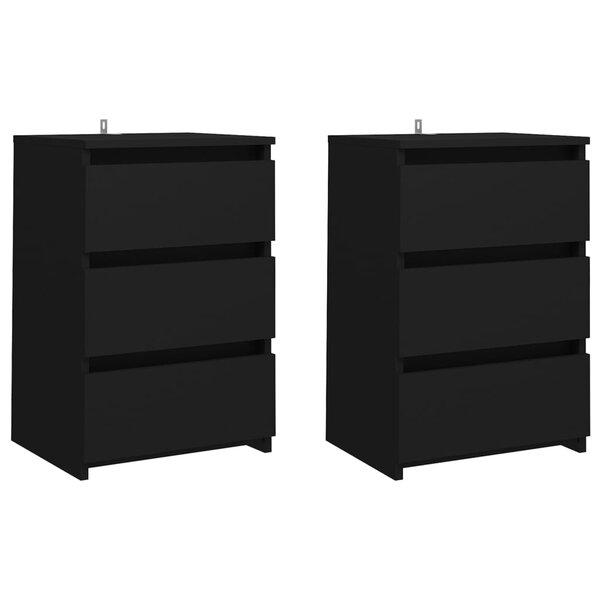 vidaXL Tables de chevet 2 Pièces Noir 40x35x62 5 cm Aggloméré