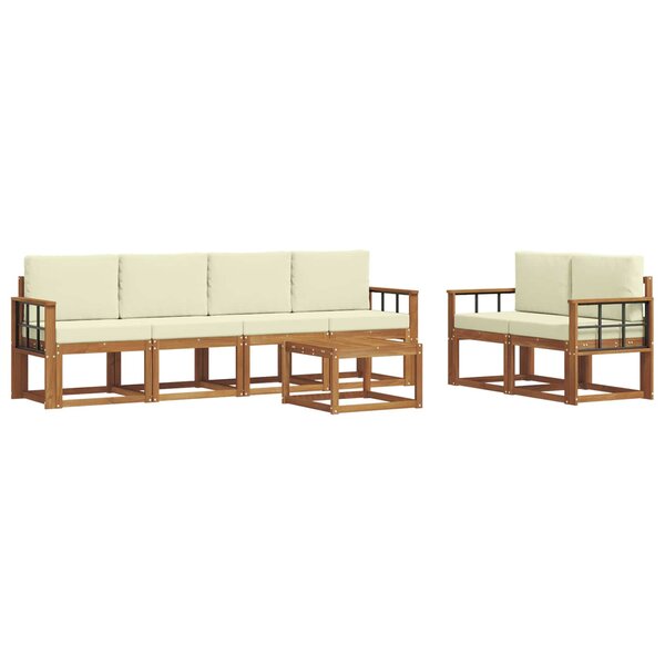 vidaXL Ensemble de canapés d'extérieur 7 pc Naturel et Crème