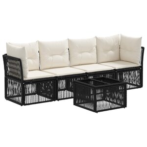 vidaXL Ensemble de canapé de jardin 5 pc Noir polyrotin