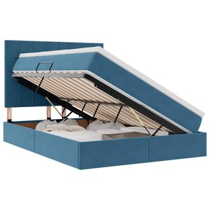 vidaXL Lit de rangement LED avec matelas Bleu foncé 140 x 200 cm
