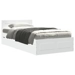 vidaXL Cadre de lit avec tête de lit sans matelas blanc 90x190 cm