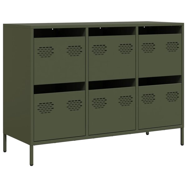 vidaXL Buffet vert olive 101 5x39x73 5 cm acier laminé à froid