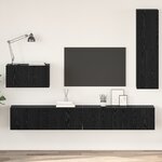 vidaXL Meuble TV mural avec étagère Autre avec stockage avec porte 4 Pièces Chêne Noir