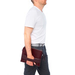 Grande Pochette Zippée Pour Ordinateur 14'' - Gris - 100  Cuir - Homme - Ordinateur - Renfort En Mousse - Double Porté - Draeger paris